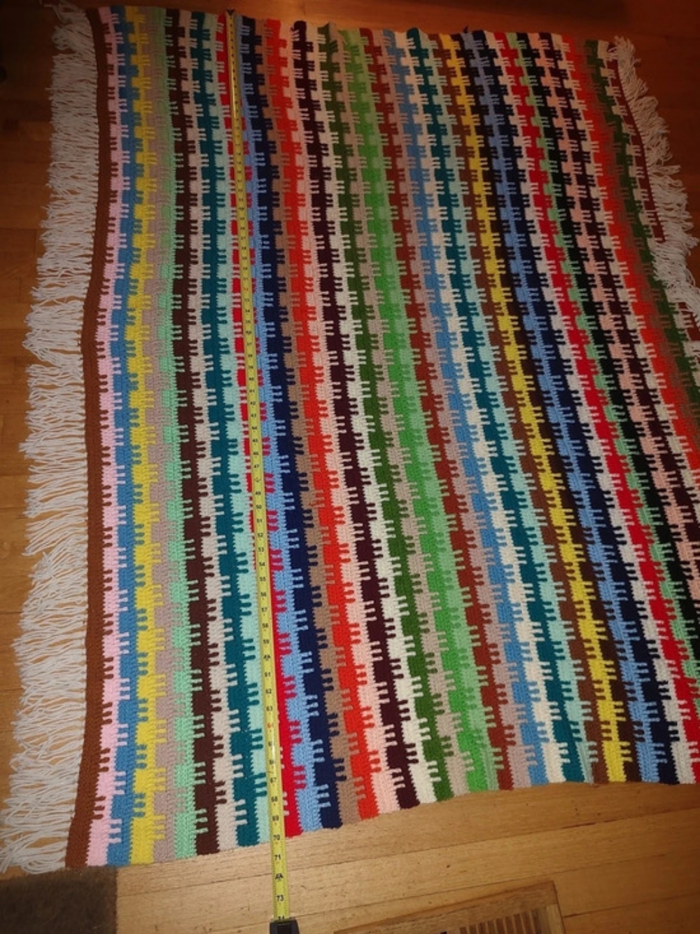 Vintage Handmade Crochet Throw Blanket/Afghan-Apach Tears Geometric 72"x55"